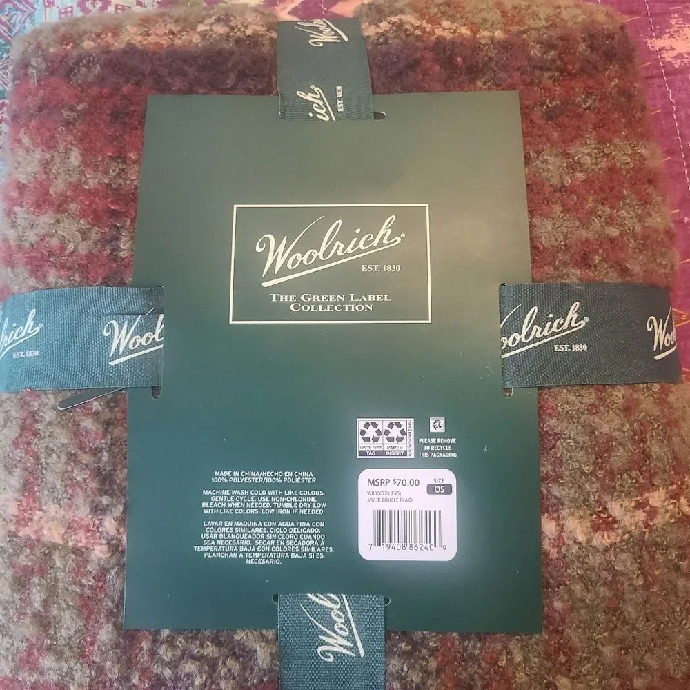 WOOLRICH Blanket Wrap Soft Tweed Texture‎ Earth Tones OSFA NWT